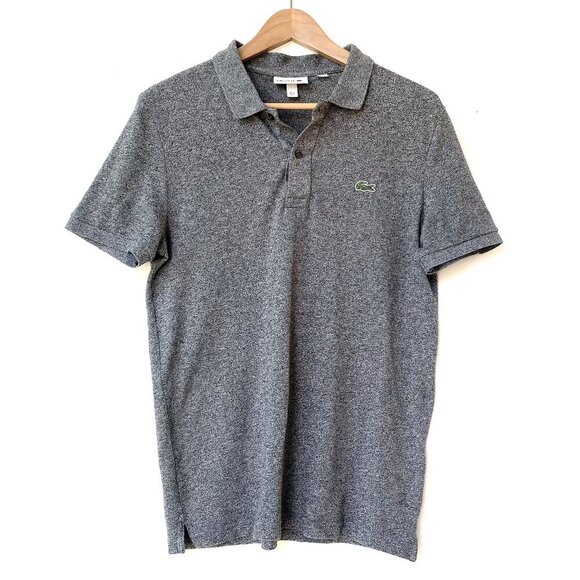 Lacoste Mens Slim Fit L.12.12 Piqué Polo Shirt Size M / 4 Short Sleeve Dark Gray - Picture 2 of 11